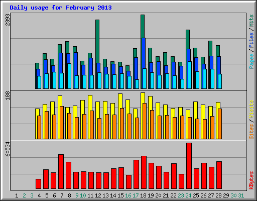 Daily usage for February 2013