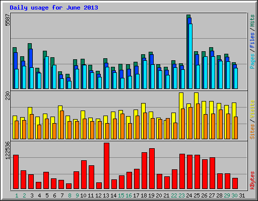 Daily usage for June 2013