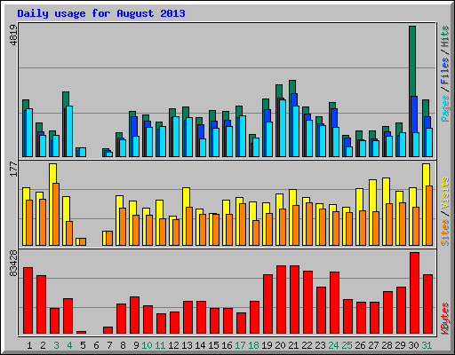 Daily usage for August 2013