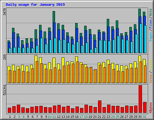 Daily usage for January 2015