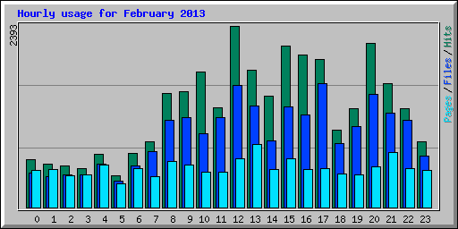 Hourly usage for February 2013