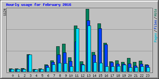 Hourly usage for February 2016